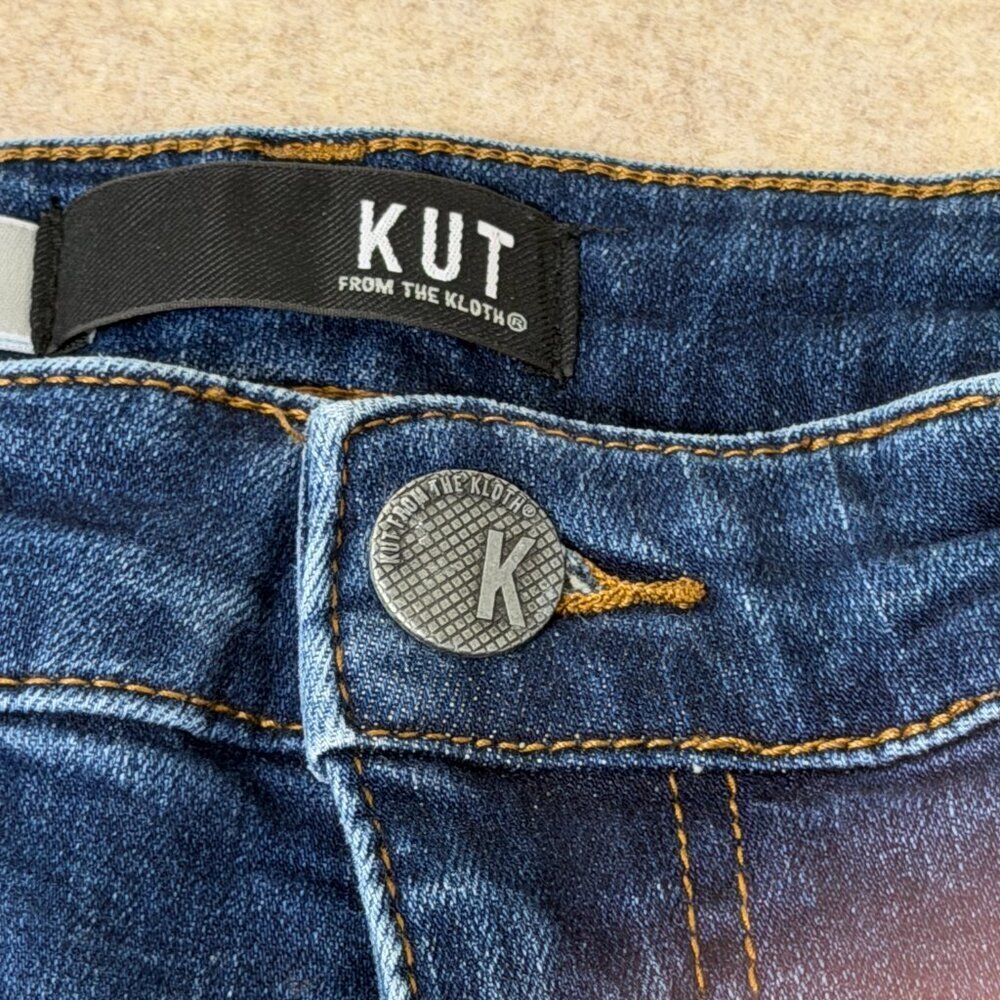 KUT From The Kloth Denim Shorts Size 10 Distressed Cuffed Stretch - Picture 4 of 15